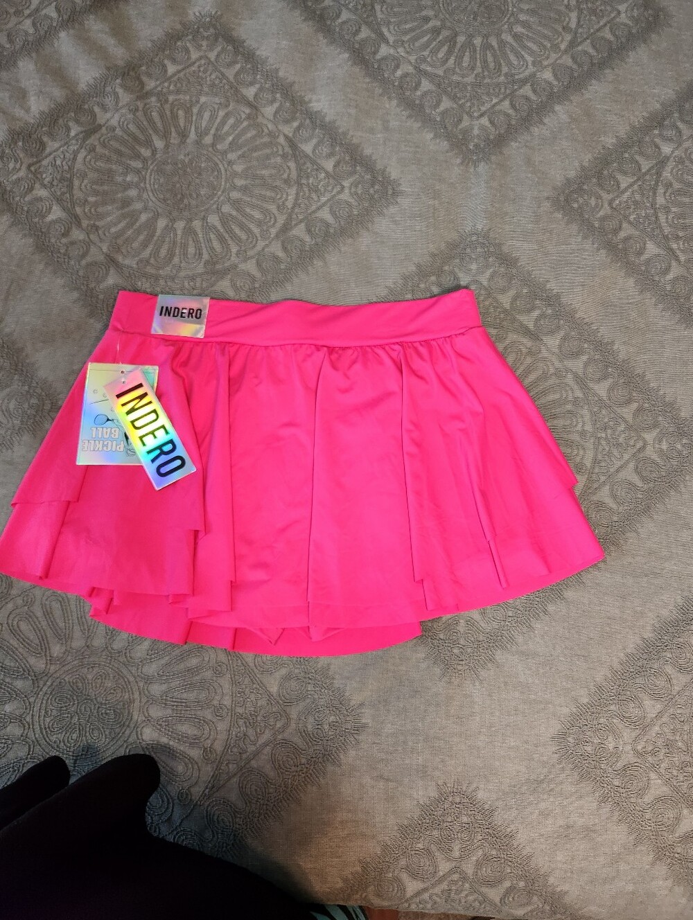 Indero - Women's Hot Pink Layered Tennis/ Pickleball Skirt